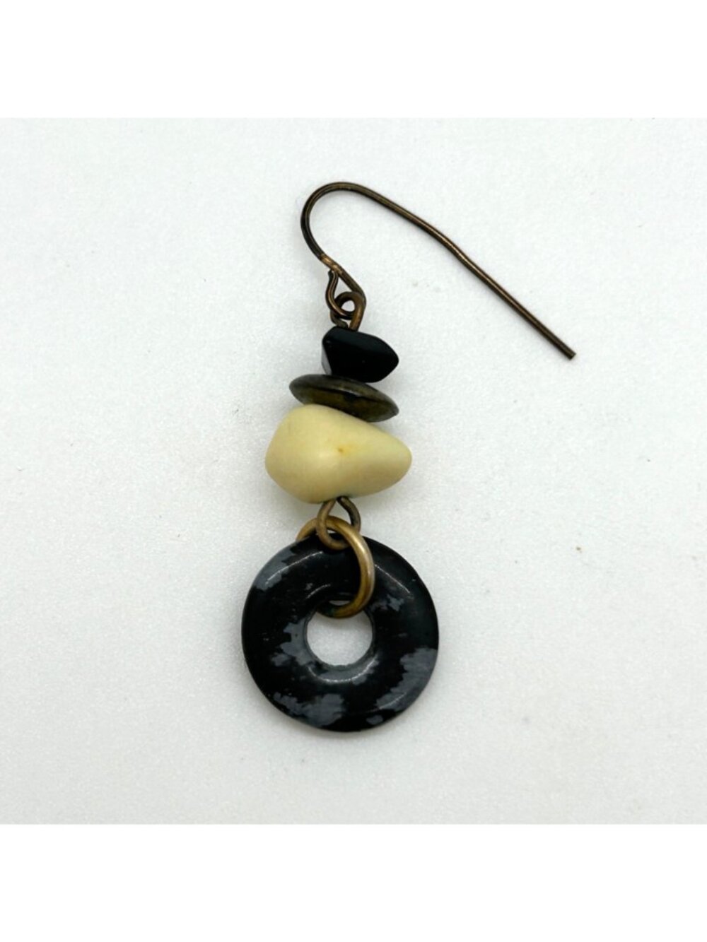Handcrafted Acrylic Bead and Donut Ring Stacked Bead Dangle Earrings - Picture 8 of 11